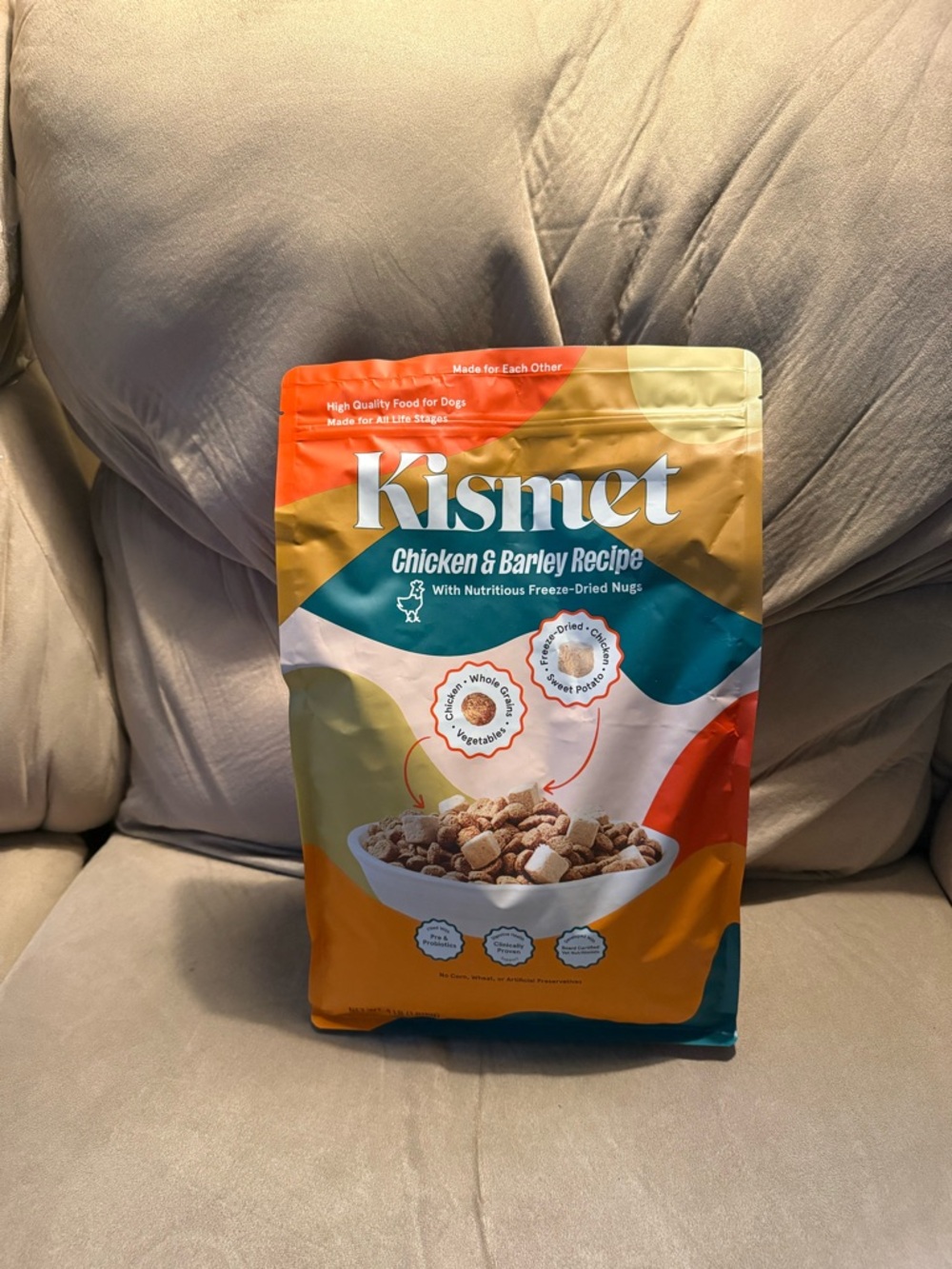 Brand new Kismet chicken and barley with freeze-dried nugs dog food